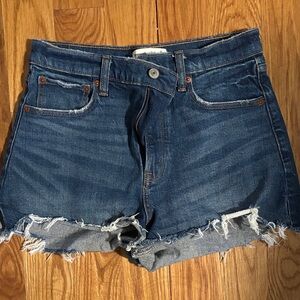 Abercrombie & Fitch Dark Blue Jean Shorts - The Cutoff Shorts - high rise